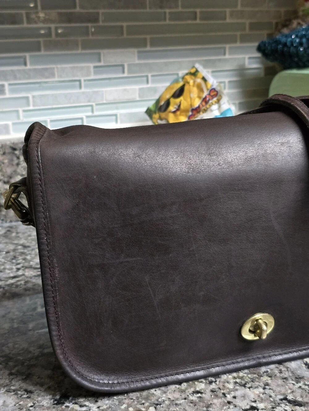 VINTAGE COACH Penny Pocket Purse Dark Mahogany Crossbody
